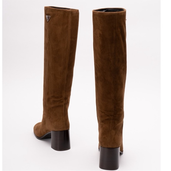 PRADA logo suede leather tall boots - Picture 5 of 5